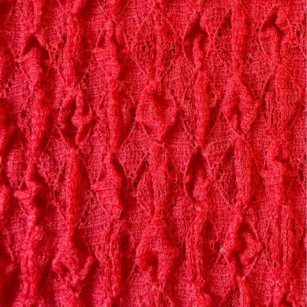 Frame Textured Mesh Mock-Turtleneck Top Cherry Red Women Size XL - Picture 7 of 13
